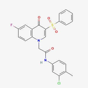 2-[3-(benzenesulfonyl)-6-fluoro-4-oxoquinolin-1-yl]-N-(3-chloro-4-methylphenyl)acetamide
