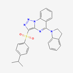 molecular formula C26H23N5O2S B3016181 5-(2,3-dihydro-1H-indol-1-yl)-3-[(4-isopropylphenyl)sulfonyl][1,2,3]triazolo[1,5-a]quinazoline CAS No. 866726-84-3