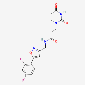 molecular formula C17H14F2N4O4 B3016184 N-((5-(2,4-二氟苯基)异恶唑-3-基)甲基)-3-(2,4-二氧代-3,4-二氢嘧啶-1(2H)-基)丙酰胺 CAS No. 1206998-25-5