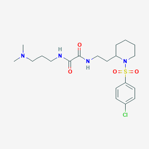 molecular formula C20H31ClN4O4S B3016185 N1-(2-(1-((4-氯苯基)磺酰基)哌啶-2-基)乙基)-N2-(3-(二甲氨基)丙基)草酰胺 CAS No. 898406-54-7