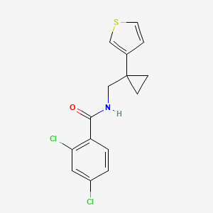 molecular formula C15H13Cl2NOS B3016189 2,4-Dichloro-N-[(1-thiophen-3-ylcyclopropyl)methyl]benzamide CAS No. 2415572-35-7