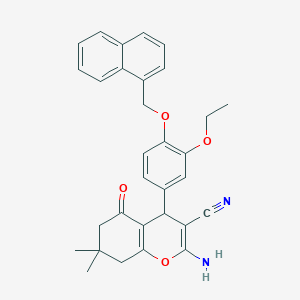 molecular formula C31H30N2O4 B301619 2-amino-4-[3-ethoxy-4-(1-naphthylmethoxy)phenyl]-7,7-dimethyl-5-oxo-5,6,7,8-tetrahydro-4H-chromene-3-carbonitrile 