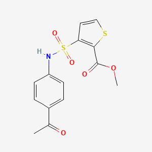 molecular formula C14H13NO5S2 B3016195 Methyl 3-{[(4-acetylphenyl)amino]sulfonyl}thiophene-2-carboxylate CAS No. 439934-98-2