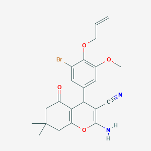 molecular formula C22H23BrN2O4 B301620 4-[4-(allyloxy)-3-bromo-5-methoxyphenyl]-2-amino-7,7-dimethyl-5-oxo-5,6,7,8-tetrahydro-4H-chromene-3-carbonitrile 