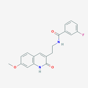 molecular formula C19H17FN2O3 B3016202 3-fluoro-N-[2-(7-methoxy-2-oxo-1H-quinolin-3-yl)ethyl]benzamide CAS No. 851405-67-9