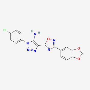 molecular formula C17H11ClN6O3 B3016204 5-[3-(1,3-苯并二氧杂环-5-基)-1,2,4-恶二唑-5-基]-3-(4-氯苯基)三唑-4-胺 CAS No. 892762-28-6