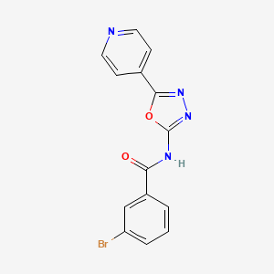 molecular formula C14H9BrN4O2 B3016213 3-bromo-N-(5-pyridin-4-yl-1,3,4-oxadiazol-2-yl)benzamide CAS No. 862809-93-6
