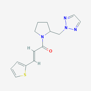 molecular formula C14H16N4OS B3016215 (E)-1-(2-((2H-1,2,3-triazol-2-yl)methyl)pyrrolidin-1-yl)-3-(thiophen-2-yl)prop-2-en-1-one CAS No. 2210237-52-6