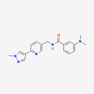 molecular formula C19H21N5O B3016216 3-(dimethylamino)-N-((6-(1-methyl-1H-pyrazol-4-yl)pyridin-3-yl)methyl)benzamide CAS No. 2034467-17-7