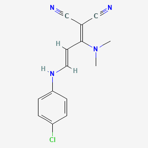 molecular formula C14H13ClN4 B3016217 2-[3-(4-Chloroanilino)-1-(dimethylamino)-2-propenylidene]malononitrile CAS No. 338773-35-6