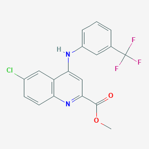 molecular formula C18H12ClF3N2O2 B3016225 Methyl 6-chloro-4-((3-(trifluoromethyl)phenyl)amino)quinoline-2-carboxylate CAS No. 1207057-47-3