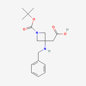 molecular formula C17H24N2O4 B3016230 2-(3-(Benzylamino)-1-(tert-butoxycarbonyl)azetidin-3-yl)acetic acid CAS No. 1695403-11-2