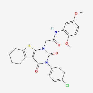 molecular formula C26H24ClN3O5S B3016236 2-[3-(4-chlorophenyl)-2,4-dioxo-3,4,5,6,7,8-hexahydro[1]benzothieno[2,3-d]pyrimidin-1(2H)-yl]-N-(2,5-dimethoxyphenyl)acetamide CAS No. 899784-47-5