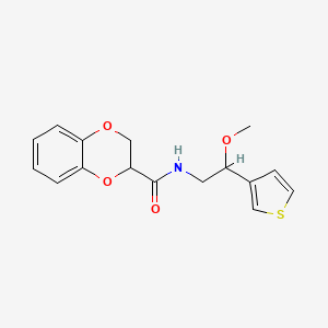 molecular formula C16H17NO4S B3016246 N-(2-methoxy-2-(thiophen-3-yl)ethyl)-2,3-dihydrobenzo[b][1,4]dioxine-2-carboxamide CAS No. 1448047-29-7