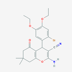 molecular formula C22H25BrN2O4 B301625 2-amino-4-(2-bromo-4,5-diethoxyphenyl)-7,7-dimethyl-5-oxo-5,6,7,8-tetrahydro-4H-chromene-3-carbonitrile 