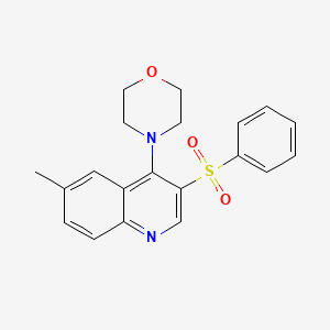 molecular formula C20H20N2O3S B3016255 4-[3-(Benzenesulfonyl)-6-methylquinolin-4-yl]morpholine CAS No. 872200-19-6