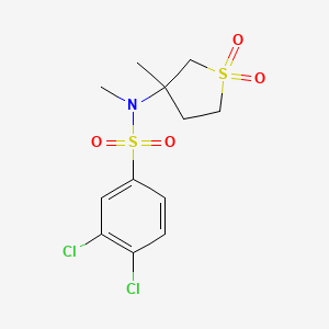molecular formula C12H15Cl2NO4S2 B3016258 3,4-dichloro-N-methyl-N-(3-methyl-1,1-dioxo-1lambda6-thiolan-3-yl)benzene-1-sulfonamide CAS No. 874594-48-6