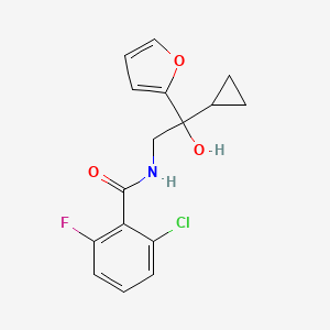 molecular formula C16H15ClFNO3 B3016261 2-氯-N-(2-环丙基-2-(呋喃-2-基)-2-羟乙基)-6-氟苯甲酰胺 CAS No. 1396884-00-6