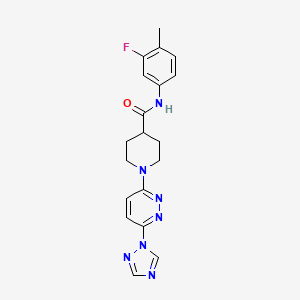 molecular formula C19H20FN7O B3016262 1-(6-(1H-1,2,4-triazol-1-yl)pyridazin-3-yl)-N-(3-fluoro-4-methylphenyl)piperidine-4-carboxamide CAS No. 1797332-92-3