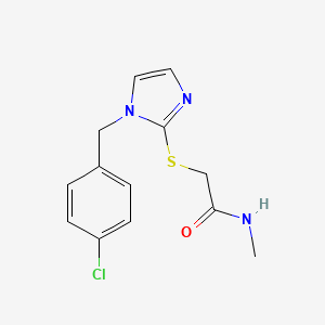 molecular formula C13H14ClN3OS B3016264 2-[1-[(4-氯苯基)甲基]咪唑-2-基]硫烷基-N-甲基乙酰胺 CAS No. 869346-73-6