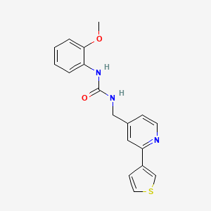 molecular formula C18H17N3O2S B3016273 1-(2-甲氧基苯基)-3-((2-(噻吩-3-基)吡啶-4-基)甲基)脲 CAS No. 2034397-46-9