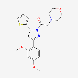 molecular formula C21H25N3O4S B3016274 1-(3-(2,4-dimethoxyphenyl)-5-(thiophen-2-yl)-4,5-dihydro-1H-pyrazol-1-yl)-2-morpholinoethanone CAS No. 1797917-93-1