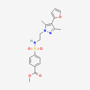 molecular formula C19H21N3O5S B3016275 methyl 4-(N-(2-(4-(furan-2-yl)-3,5-dimethyl-1H-pyrazol-1-yl)ethyl)sulfamoyl)benzoate CAS No. 2034353-13-2