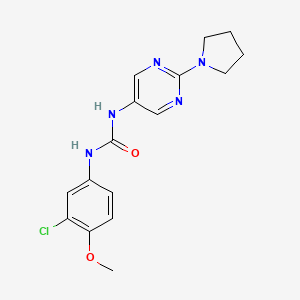 molecular formula C16H18ClN5O2 B3016283 1-(3-Chloro-4-methoxyphenyl)-3-(2-(pyrrolidin-1-yl)pyrimidin-5-yl)urea CAS No. 1396675-12-9
