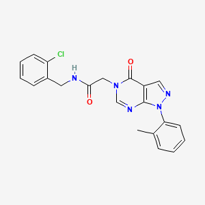 molecular formula C21H18ClN5O2 B3016284 N-[(2-氯苯基)甲基]-2-[1-(2-甲基苯基)-4-氧代吡唑并[3,4-d]嘧啶-5-基]乙酰胺 CAS No. 895014-46-7