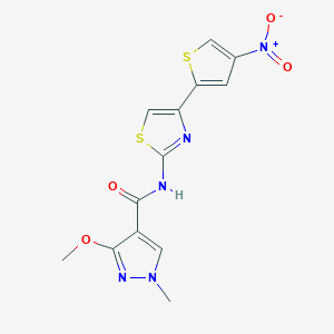 molecular formula C13H11N5O4S2 B3016285 3-甲氧基-1-甲基-N-(4-(4-硝基噻吩-2-基)噻唑-2-基)-1H-吡唑-4-甲酰胺 CAS No. 1219902-50-7