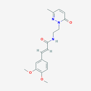 molecular formula C18H21N3O4 B3016288 (E)-3-(3,4-dimethoxyphenyl)-N-(2-(3-methyl-6-oxopyridazin-1(6H)-yl)ethyl)acrylamide CAS No. 1421587-39-4