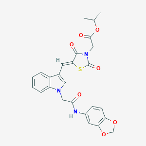 molecular formula C26H23N3O7S B301629 isopropyl [5-({1-[2-(1,3-benzodioxol-5-ylamino)-2-oxoethyl]-1H-indol-3-yl}methylene)-2,4-dioxo-1,3-thiazolidin-3-yl]acetate 