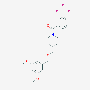 molecular formula C23H26F3NO4 B3016299 (4-(((3,5-二甲氧基苄基)氧基)甲基)哌啶-1-基)(3-(三氟甲基)苯基)甲苯酮 CAS No. 1396810-85-7