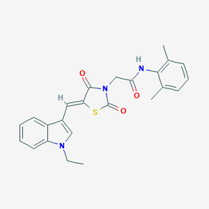 molecular formula C24H23N3O3S B301630 N-(2,6-dimethylphenyl)-2-{5-[(1-ethyl-1H-indol-3-yl)methylene]-2,4-dioxo-1,3-thiazolidin-3-yl}acetamide 