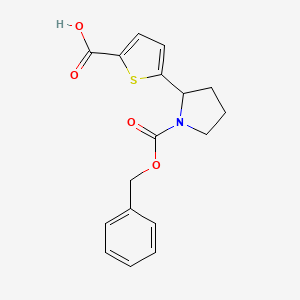 molecular formula C17H17NO4S B3016303 5-(1-Phenylmethoxycarbonylpyrrolidin-2-yl)thiophene-2-carboxylic acid CAS No. 2287274-08-0