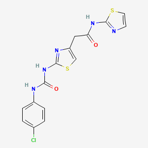 molecular formula C15H12ClN5O2S2 B3016305 2-(2-(3-(4-chlorophenyl)ureido)thiazol-4-yl)-N-(thiazol-2-yl)acetamide CAS No. 897620-90-5