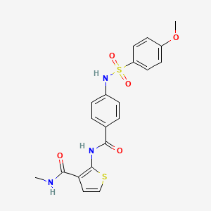 molecular formula C20H19N3O5S2 B3016307 2-(4-(4-甲氧基苯磺酰胺)苯甲酰胺)-N-甲基噻吩-3-甲酰胺 CAS No. 898411-45-5
