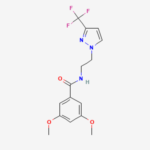 molecular formula C15H16F3N3O3 B3016308 3,5-dimethoxy-N-(2-(3-(trifluoromethyl)-1H-pyrazol-1-yl)ethyl)benzamide CAS No. 1448126-55-3