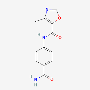 molecular formula C12H11N3O3 B3016309 N-(4-carbamoylphenyl)-4-methyloxazole-5-carboxamide CAS No. 862829-13-8