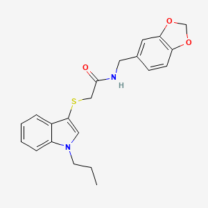 N-(benzo[d][1,3]dioxol-5-ylmethyl)-2-((1-propyl-1H-indol-3-yl)thio)acetamide
