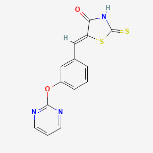 molecular formula C14H9N3O2S2 B3016325 5-{(Z)-[3-(2-pyrimidinyloxy)phenyl]methylidene}-2-thioxo-1,3-thiazolan-4-one CAS No. 860789-36-2