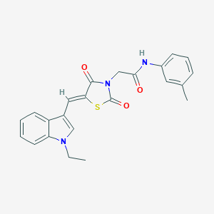 molecular formula C23H21N3O3S B301633 2-{5-[(1-ethyl-1H-indol-3-yl)methylene]-2,4-dioxo-1,3-thiazolidin-3-yl}-N-(3-methylphenyl)acetamide 