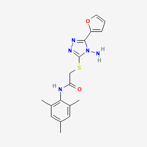 molecular formula C17H19N5O2S B3016332 2-((4-amino-5-(furan-2-yl)-4H-1,2,4-triazol-3-yl)thio)-N-mesitylacetamide CAS No. 577788-57-9