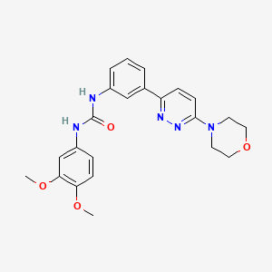 molecular formula C23H25N5O4 B3016339 1-(3,4-二甲氧基苯基)-3-(3-(6-吗啉代吡哒嗪-3-基)苯基)脲 CAS No. 1049232-59-8