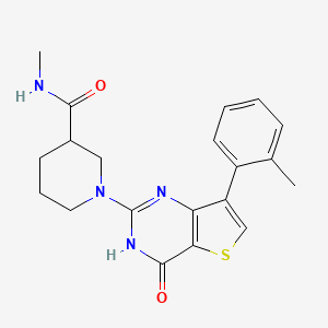molecular formula C20H22N4O2S B3016340 N-methyl-1-(4-oxo-7-(o-tolyl)-3,4-dihydrothieno[3,2-d]pyrimidin-2-yl)piperidine-3-carboxamide CAS No. 1243042-20-7