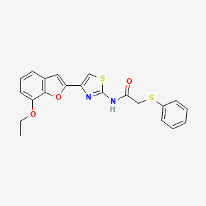 molecular formula C21H18N2O3S2 B3016349 N-(4-(7-ethoxybenzofuran-2-yl)thiazol-2-yl)-2-(phenylthio)acetamide CAS No. 921798-07-4