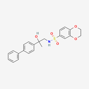 molecular formula C23H23NO5S B3016359 N-(2-([1,1'-biphenyl]-4-yl)-2-hydroxypropyl)-2,3-dihydrobenzo[b][1,4]dioxine-6-sulfonamide CAS No. 1396884-07-3