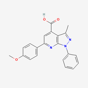 molecular formula C21H17N3O3 B3016363 6-(4-methoxyphenyl)-3-methyl-1-phenyl-1H-pyrazolo[3,4-b]pyridine-4-carboxylic acid CAS No. 380187-39-3