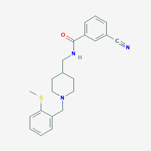 molecular formula C22H25N3OS B3016364 3-氰基-N-((1-(2-(甲硫基)苄基)哌啶-4-基)甲基)苯甲酰胺 CAS No. 1235329-35-7