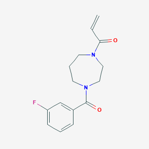 molecular formula C15H17FN2O2 B3016365 1-[4-(3-Fluorobenzoyl)-1,4-diazepan-1-yl]prop-2-en-1-one CAS No. 2193415-96-0